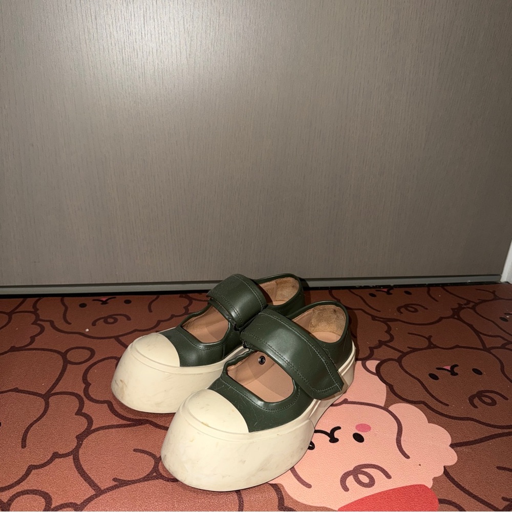 Marni Green and Cream Platform Maryjane Shoes